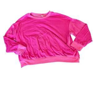 Joyspun 2X Pink Ribbed Pullover Sweatshirt Soft Cozy Crewneck Lounge Top